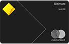 Horizontal front view of a Ultimate Awards credit card with visible CommBank and Visa logos